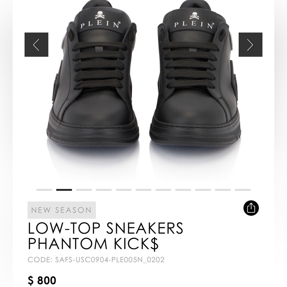 Philipp Plein Black Leather Sneakers